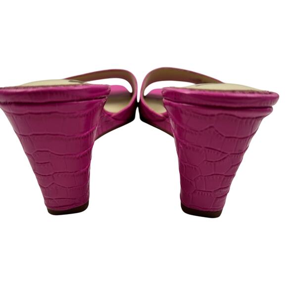 Sam Edelman Tesma Pink Croc Embossed Leather Wedge Mules Women's Size 8.5 - Picture 5 of 11